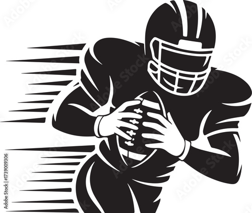 Dynamic football player in motion, ready to score big win