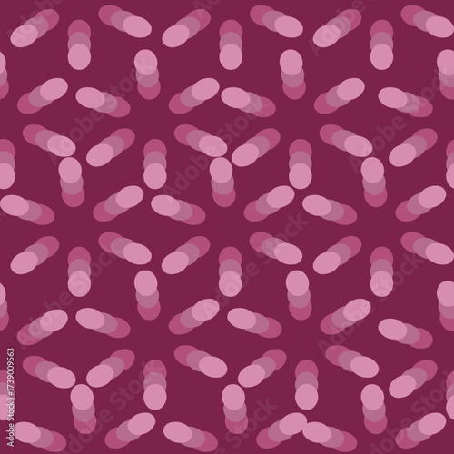 Geometric seamless pattern with abstract capsule shapes arranged in a modern symmetrical design.