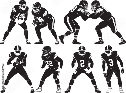Dynamic football players ready for action, game time