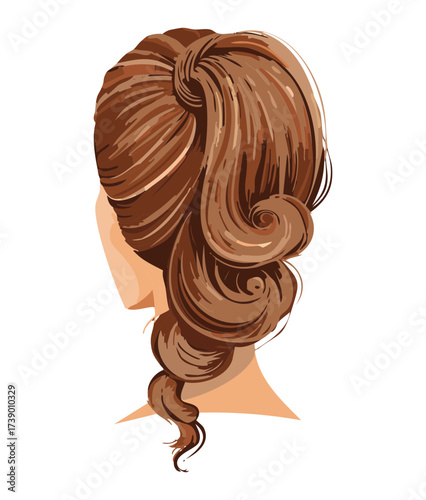 Voluminous Brown Wavy Ponytail Hairstyle Back View Elegant Casual Everyday Look