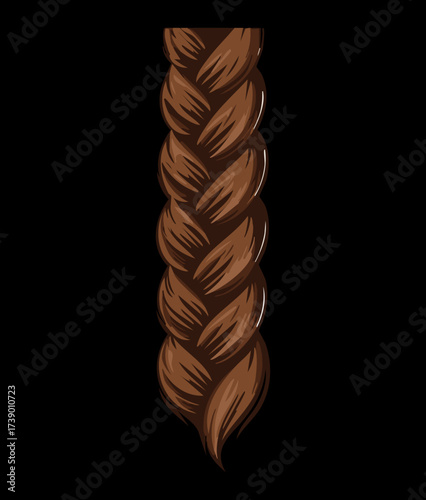 A detailed macro view of a perfectly woven classic braid with a deep and rich dark brown color