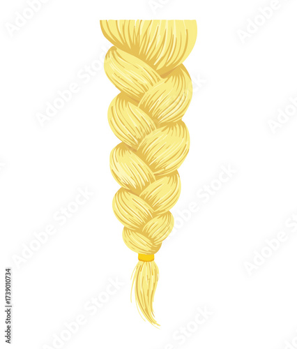 A clean and simple classic braid hairstyle showcasing healthy and shiny light blonde hair from root to tip