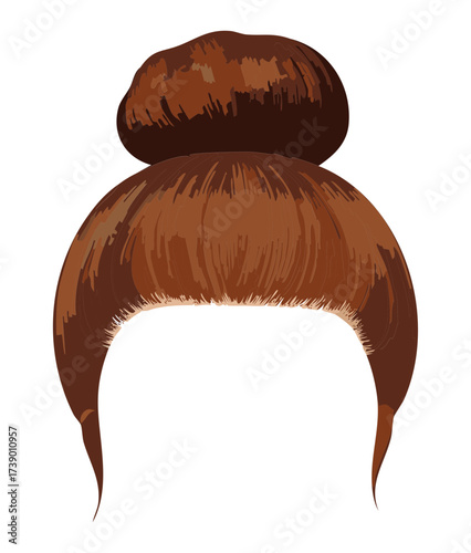 Sleek and Minimalist Dark Chocolate Brown Hair Pulled Back into a Tight Low Bun Updo 