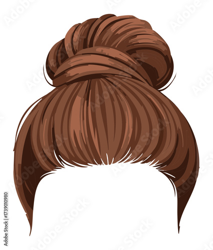 Luxurious and Full Updo Hairstyle Featuring a Deep Brown Hair Color Styled into a Large, Textured and Perfectly Wrapped Bun