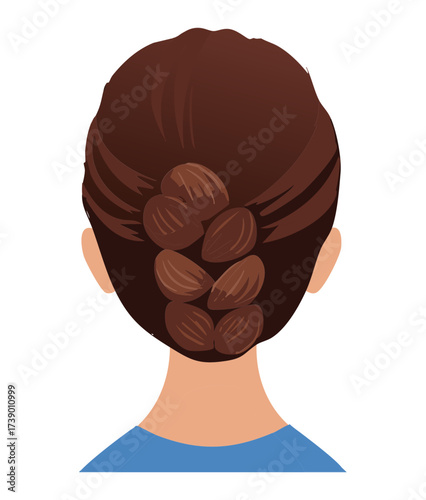 Simple Yet Elegant Back View of a Woman's Dark Brown Hair Pulled Back into a Graceful, Smooth Twisted Bun Updo Hairstyle