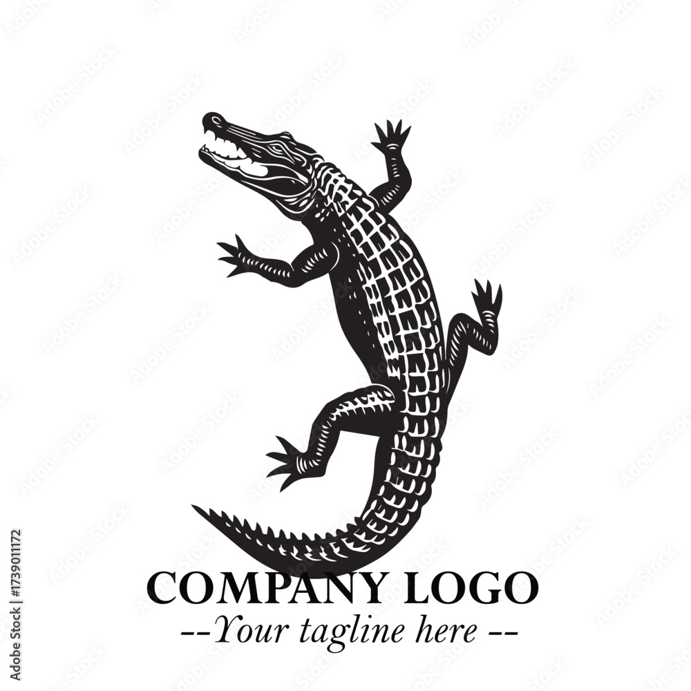 Fototapeta premium Black and White Crocodile Logo in Minimalist Modern Vector Design for Branding and Creative Identity