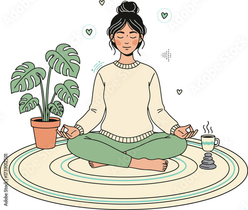 Woman Meditating in Lotus Pose for Peace and Wellness	