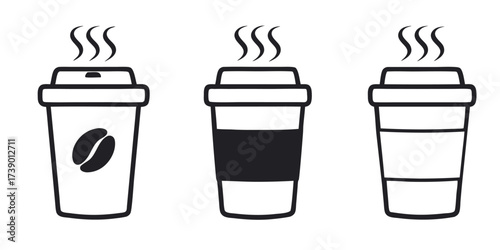 Coffee cup vector icon. Paper coffee cup icon isolated on white background. 

