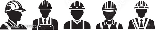 Construction Workers Silhouettes: Safety Uniforms and Professions Depicted.