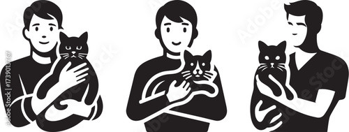 Man holding a cat in his arms.