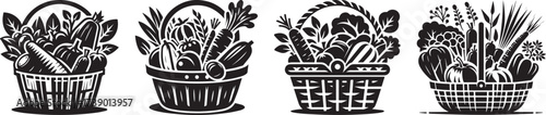Fresh Harvest Baskets: A Bounty of Vegetables and Produce.