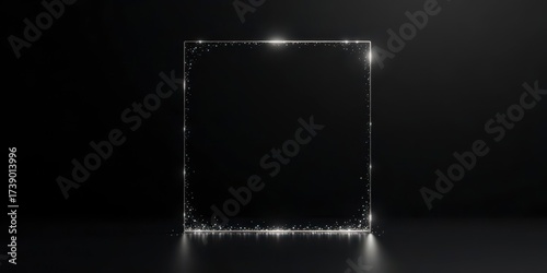 Illuminated Square Frame on Dark Background, Ideal for Elegant Presentations and Designs