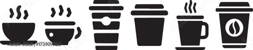 Coffee cup icons set hot beverage drink cafe restaurant beverage.