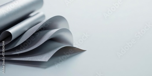 Abstract Silver Paper Curves Elegant Layered Design with Soft Light and Shadow