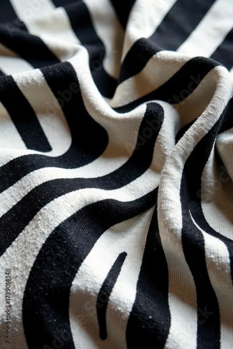 Striped Textile Fabric Draped in Soft Waves, Showing Texture and Abstract Design