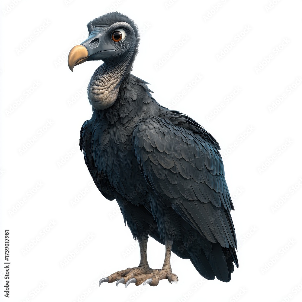 Fototapeta premium Detailed Digital Rendering of a Black Vulture