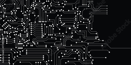 Circuit technology background with hi-tech digital stock illustration. electronic design on black background..
