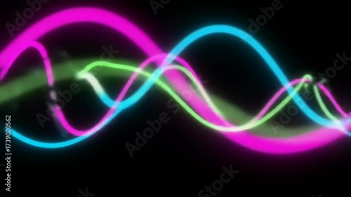 Vibrant Neon Waveforms: Abstract Motion Graphics with Pink, Blue and Green