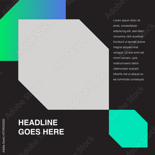 tech sharp cut diamond shape social media design template editable eps