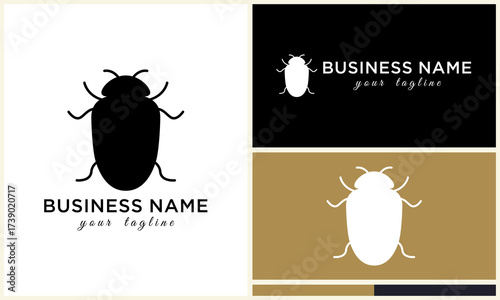 Beetle Logo Vector on White with Black  Gold.