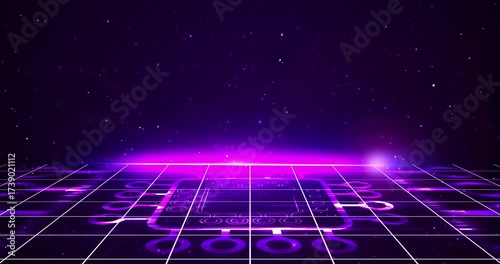 3d Space Track Transforming runway of spaceships. Space Technology Chips moving futuristic cybersecurity digital database movements. Subtle seamless loop of big data matrix numbers algorithm.Data flow