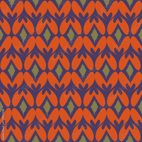 Geometric seamless pattern with abstract capsule shapes arranged in a modern symmetrical design.