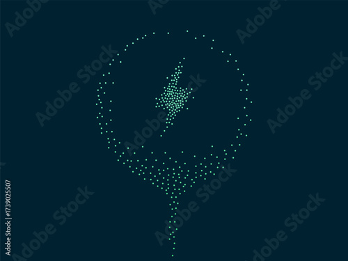Electric Vehicle battery charging Interface with dots lightning bolt symbol electric energy circle moving vector design concept. Battery charging dashboard for ui, ev car, website, infographic.