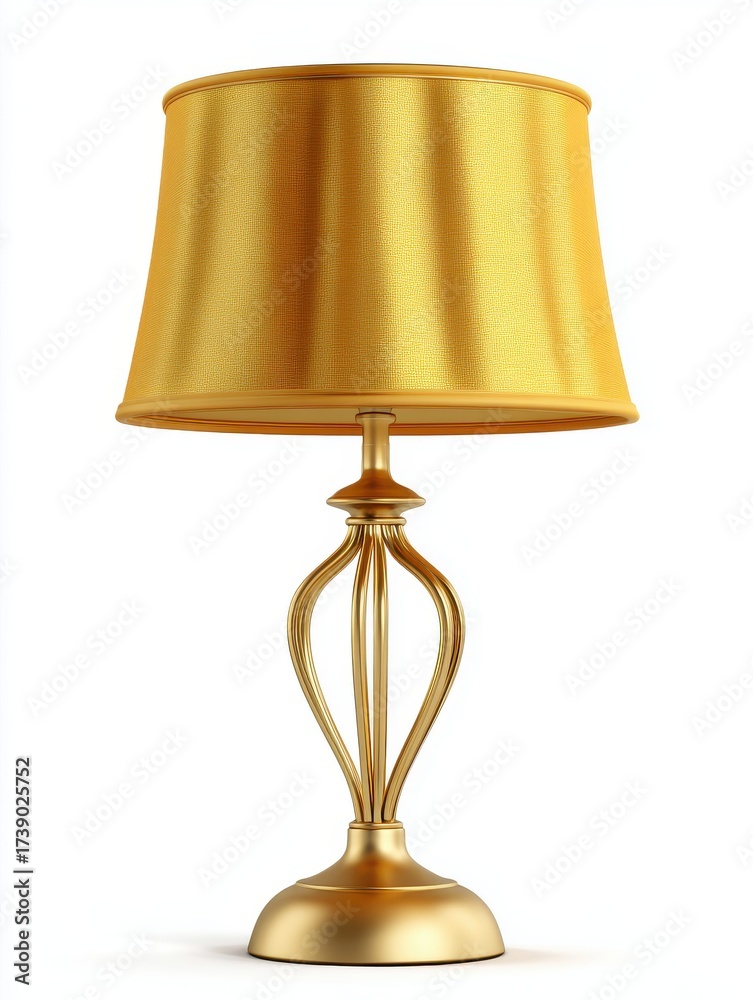 Fototapeta premium Elegant Gold Table Lamp with Pleated Lampshade