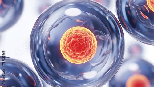 Microscopic exosome visualization with soft glow, biotechnology and medicine innovation