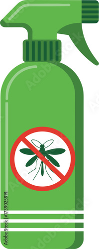 Green spray bottle with mosquito repellent symbol insecticide pest control