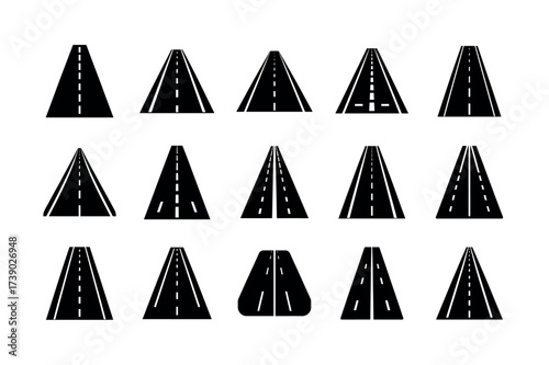 Road Icons – Highway, Street, and Transportation Path Vector Set for Design & Branding