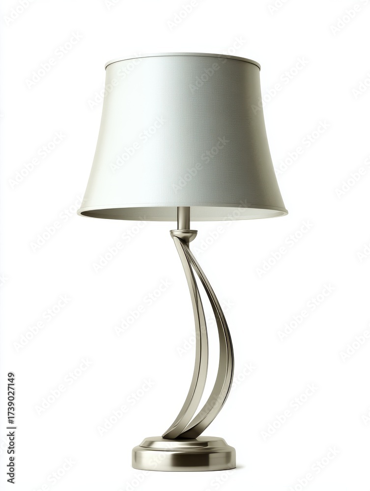 Obraz premium Elegant Silver Table Lamp with Off White Shade