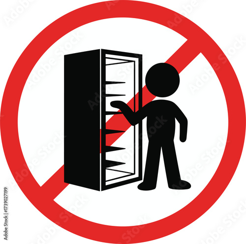 Prohibition sign for accessing shelves in a cabinet Keywords: prohibition, sign, no, forbidden