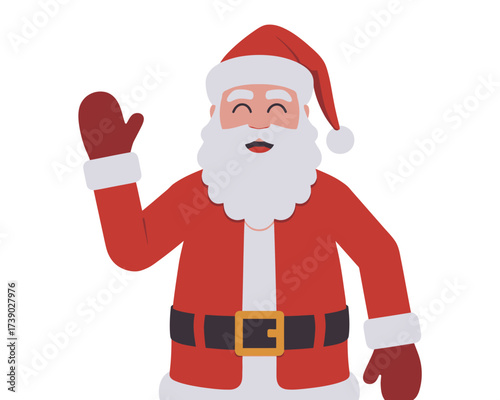 Happy santa claus waving hello with a friendly smile