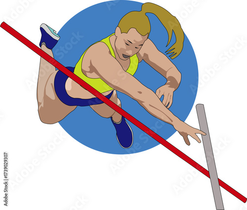 Female Pole Vault Athlete Vector Illustration