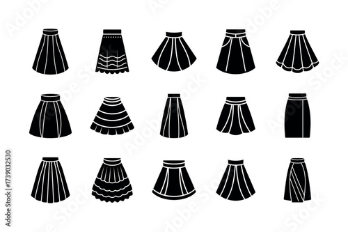 Skirt Icons – Fashion, Clothing, and Apparel Vector Set for Design & Branding