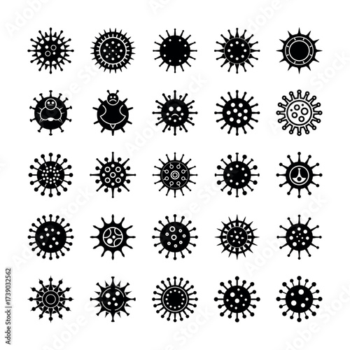 Virus Icons – Bacteria, Germ, and Microorganism Vector Set for Medical and Science Design