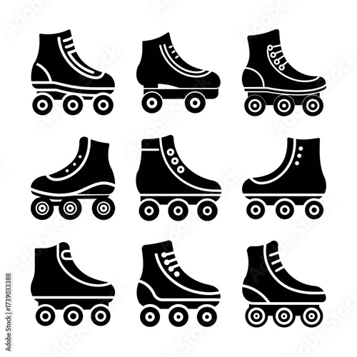 Quad Roller Skates Icons – Retro Skating Shoes & Inline Skate Silhouettes