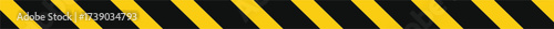 Yellow and black warning tape with alternating square stripe pattern caution border safety stripe vector illustration on transparent background.