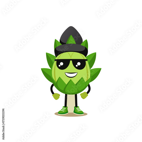 cartoon artichoke vegetable mascot character in fu