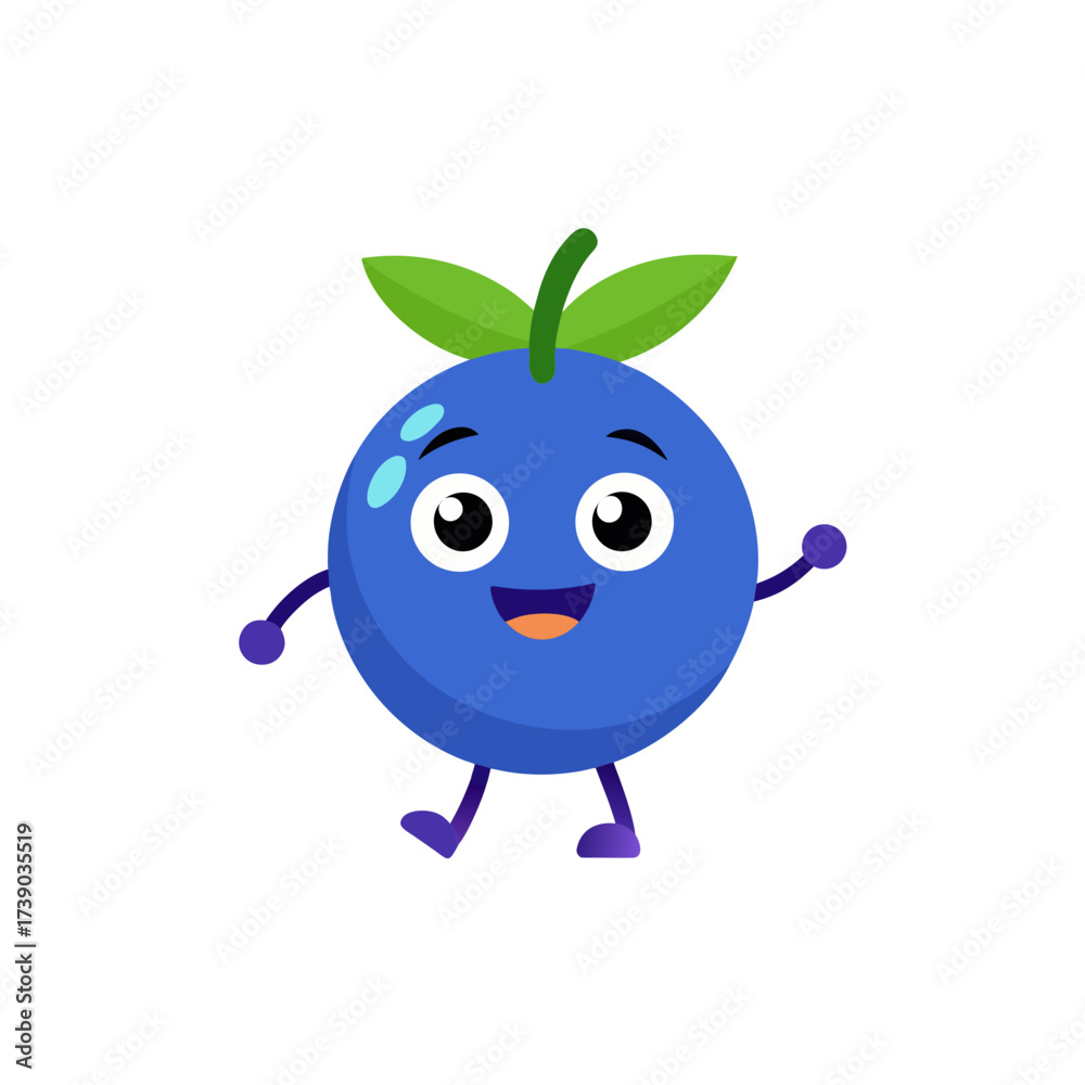 Fototapeta premium cartoon bilberries fruit mascot character in funny