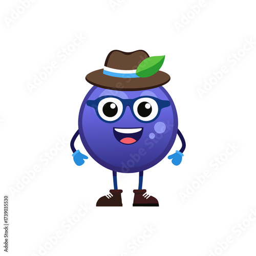 cartoon bilberry herb mascot character in funny an