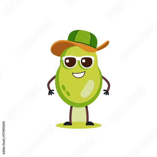 cartoon butter beans  lima beans  vegetable mascot