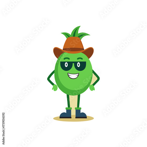cartoon capers vegetable mascot character in funny