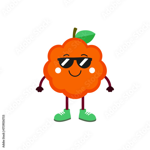 cartoon cloudberry fruit mascot character in funny