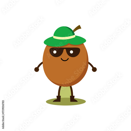 cartoon coco de mer fruit mascot character in funn
