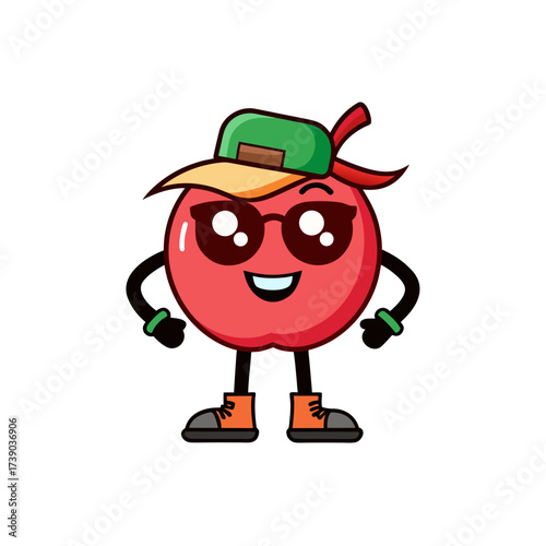 cartoon crab apple fruit mascot character in funny