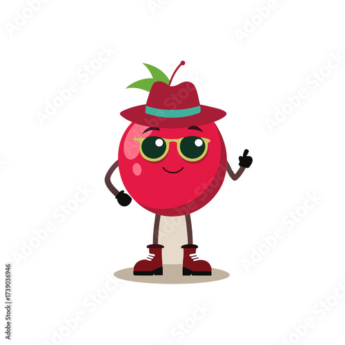 cartoon cranberry fruit mascot character in funny 