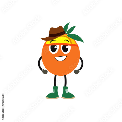 cartoon cumquat fruit mascot character in funny an