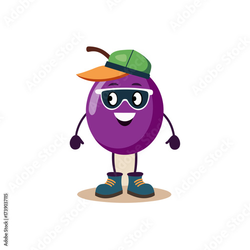 cartoon davidson s plum fruit mascot character in 
